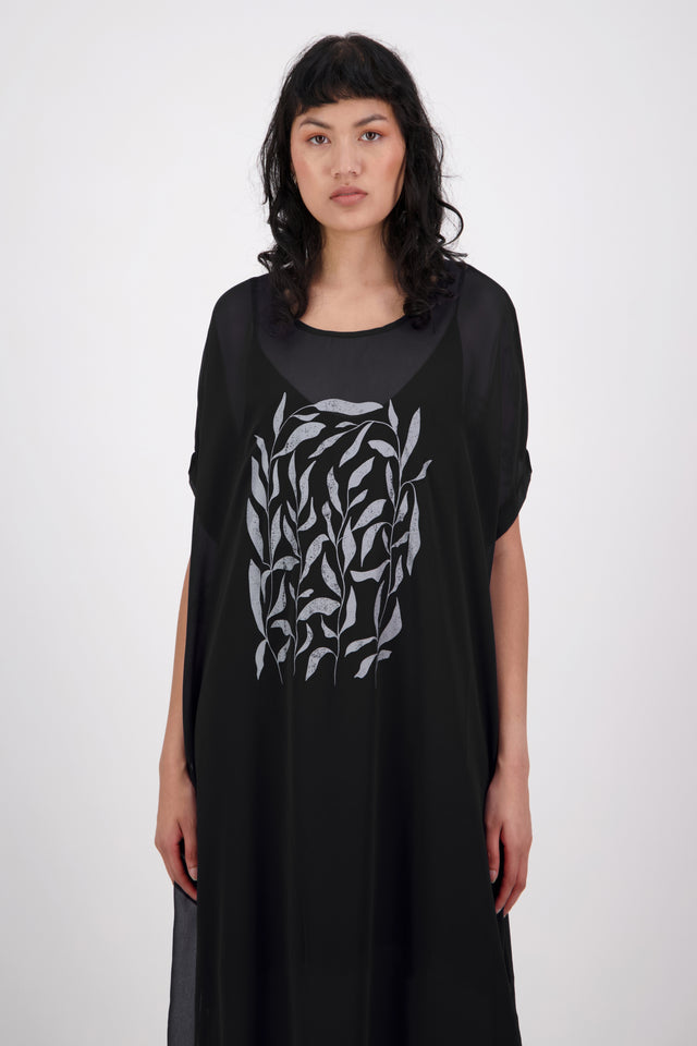 Loyalty Dress (Leaves) Black