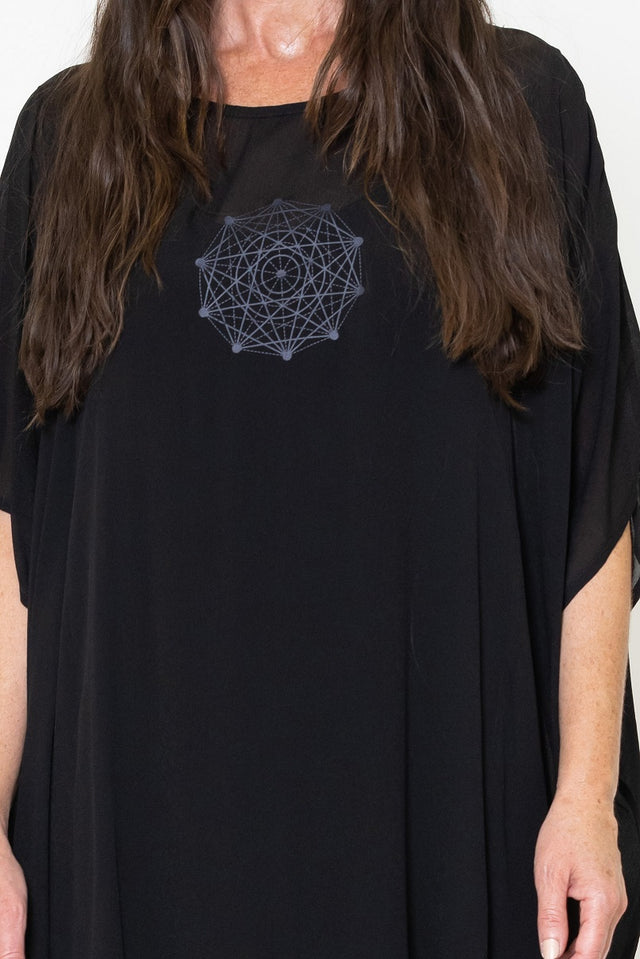 Fallow Dress (Black) Mandala Print