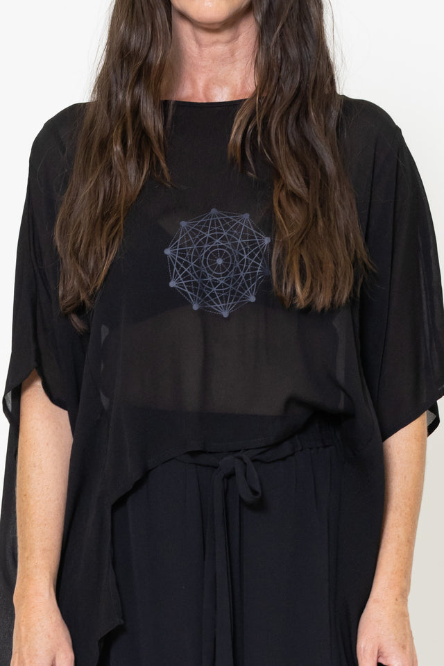 Fallow Top (Black) Mandala Print