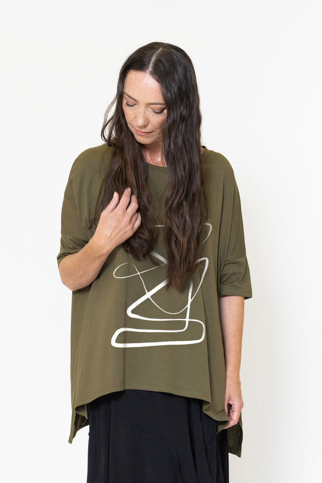 Iza Tee (Army) Contour Print