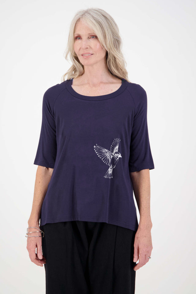 Lorde Tee (Navy) Sparrow Print