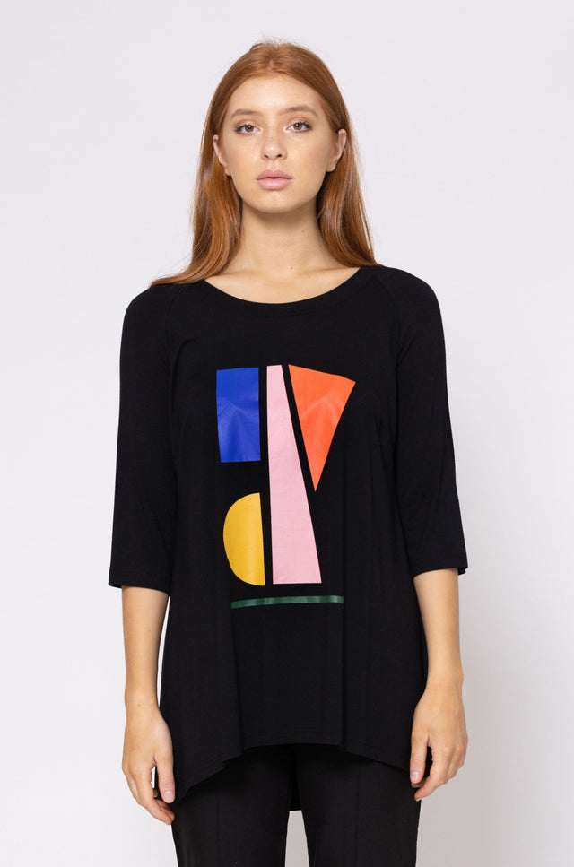 Lorna Tee (Abstract Print) Black