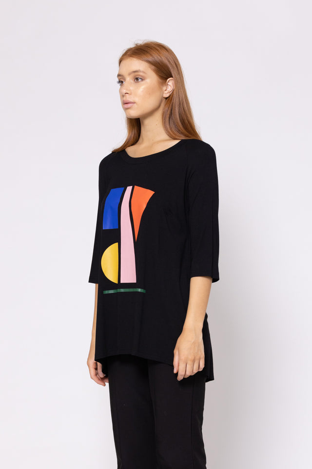 Lorna Tee (Abstract Print) Black