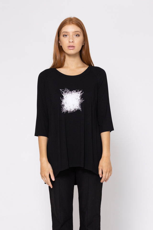 Lorna Tee (Abstract Print) Black
