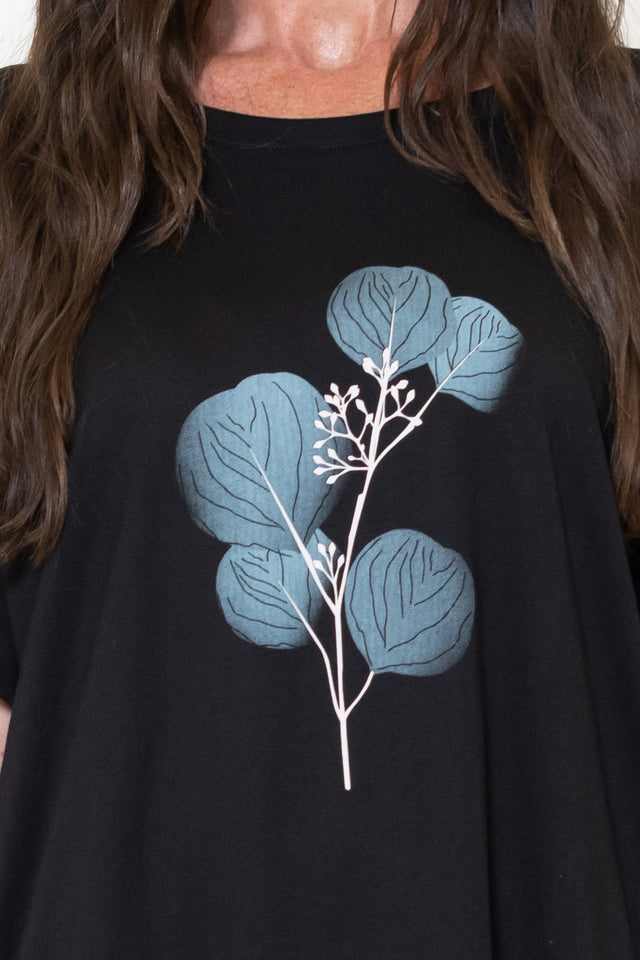 Soho Dress (Black) Eucalyptus Print