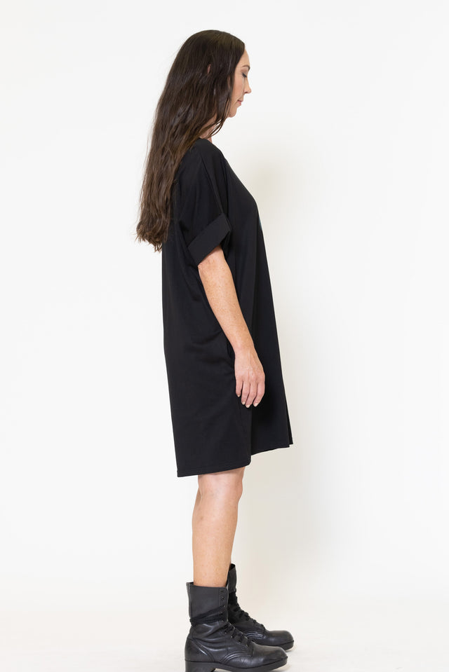 Soho Dress (Black) Eucalyptus Print