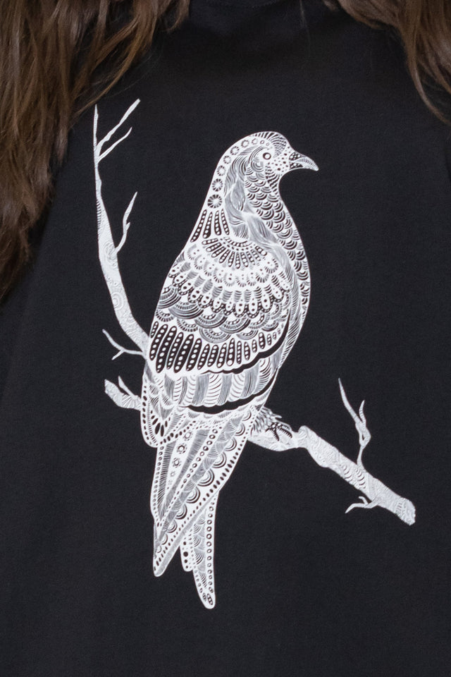 Soho Dress (Black) Kereru Print