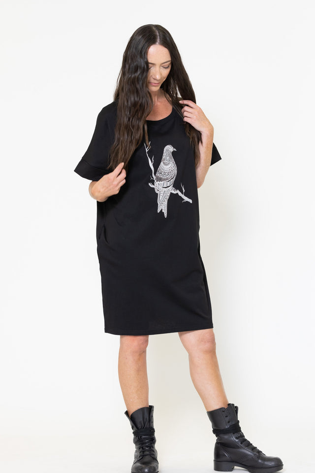 Soho Dress (Black) Eucalyptus Print