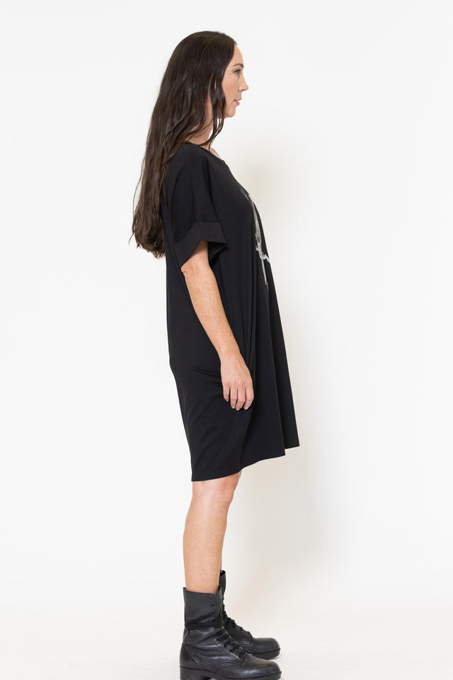 Soho Dress (Black) Kereru Print