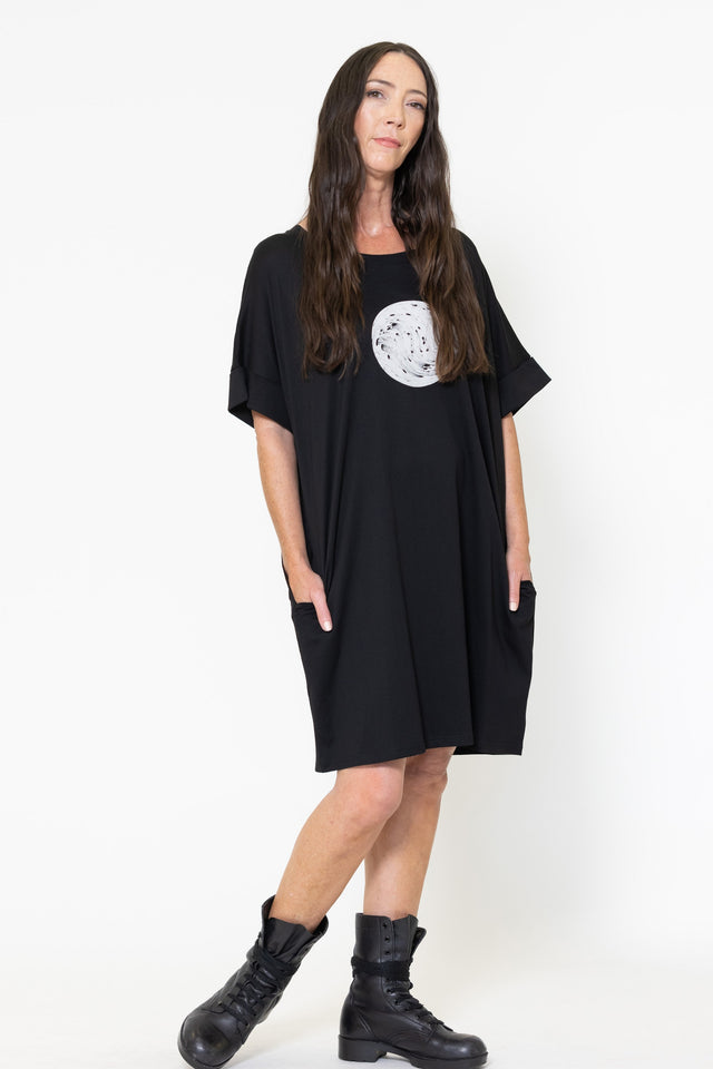 Soho Dress (Black) Eucalyptus Print