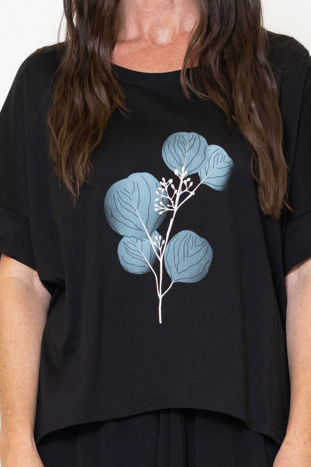 Soho Tee (Black) Eucalyptus Print