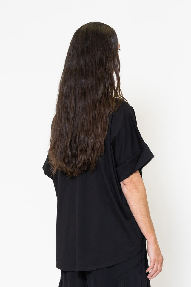 Soho Tee (Black) Eucalyptus Print