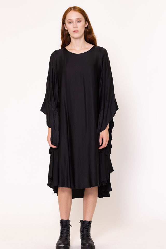 Stevie Dress (Black Satin)