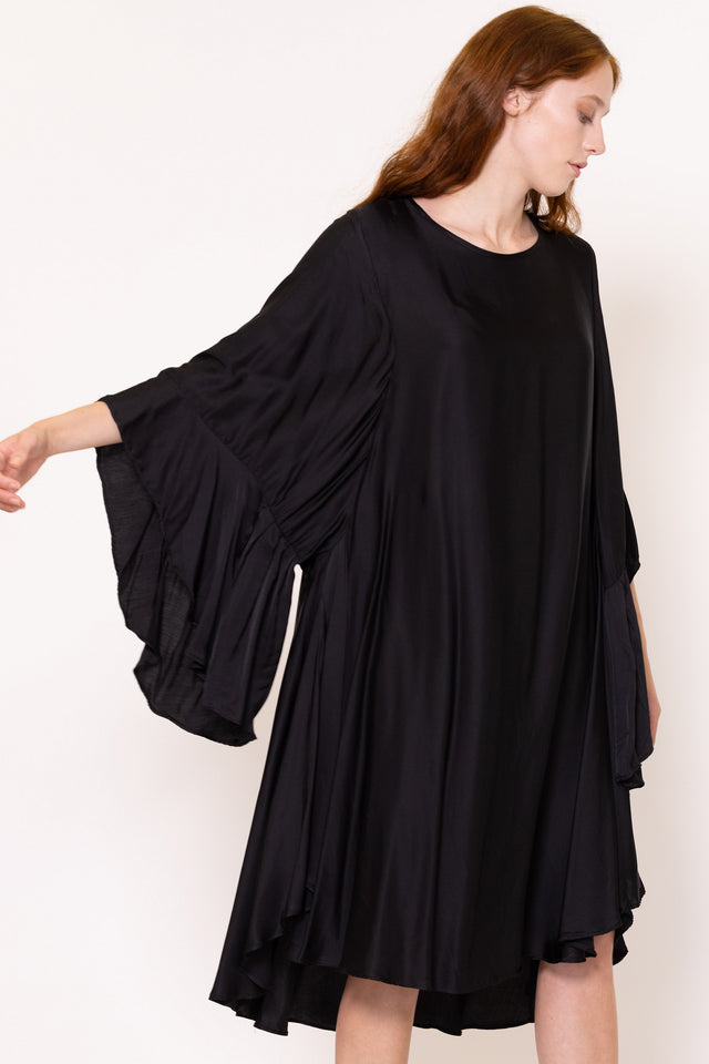Stevie Dress (Black Satin)